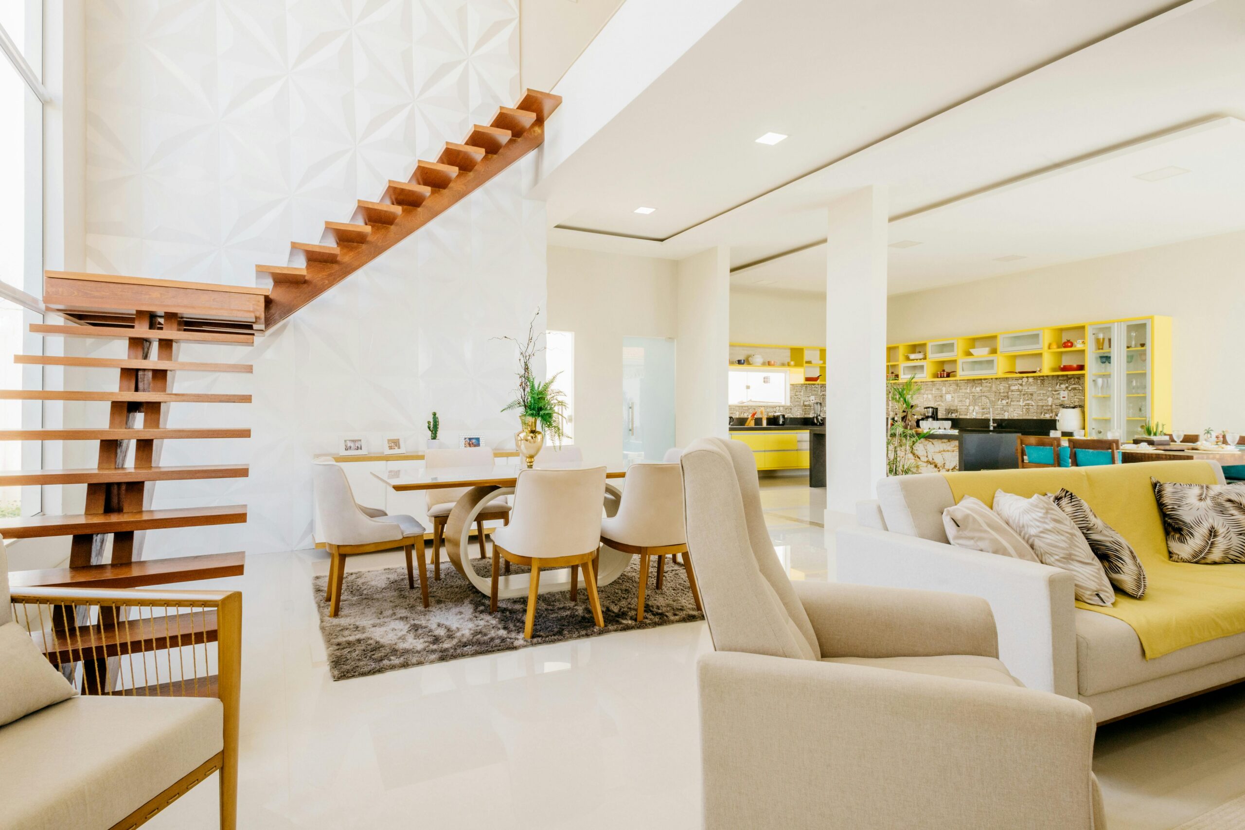 Interior walls and staircase painted in white