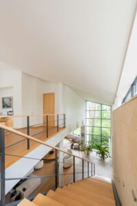 Interior walls and stairwell painted in white